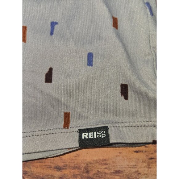 REI Co-Op Womens Large Wilderness T-Shirt Gray Geometric Print Short Sleeve - Picture 4 of 7